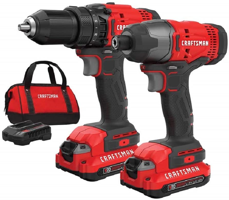 CRAFTSMAN V20 Cordless Drill Combo Kit 2 Tool with 96PC MASTER SET CMCK200C2AM CMA123AMQ4 specs