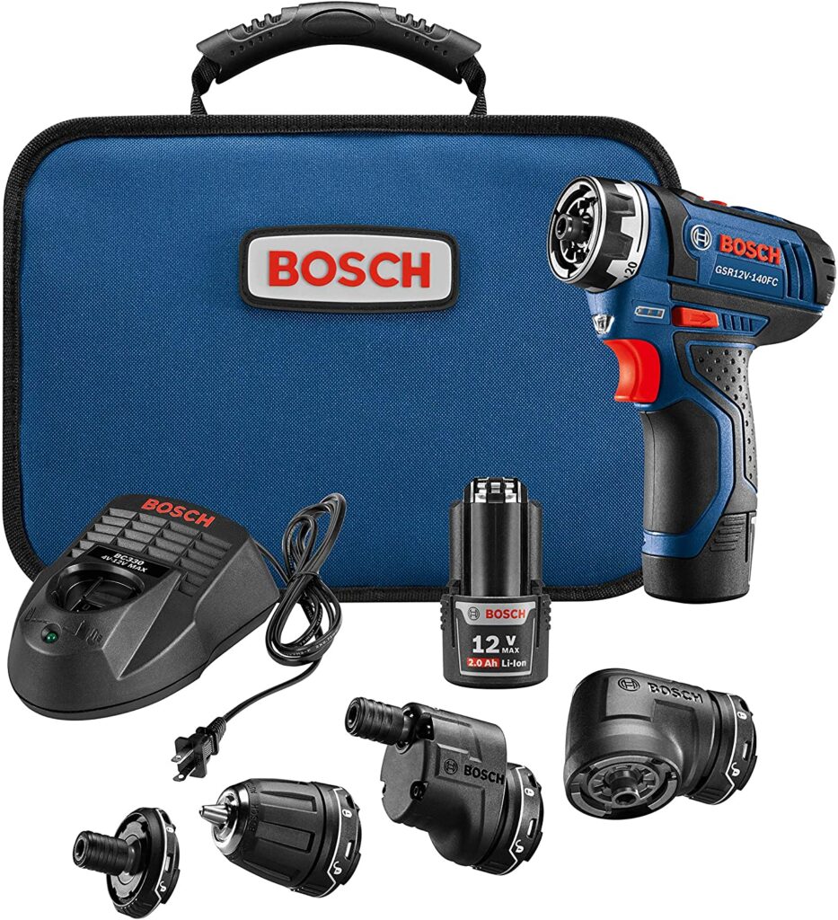 Bosch GSR12V 140FCB22 Cordless Electric Screwdriver 12V Kit 5 In 1 Multi Head Power Drill Set