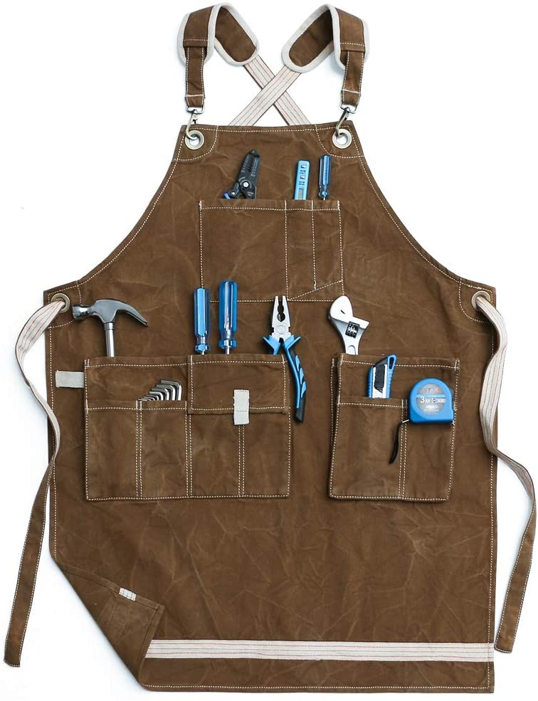 Jeanerlor Waxed Canvas Work Apron for Women with 11 Pockets Wate