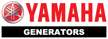 The trademarked logo for Yamaha depicts the brand name in bold red and a logo graphic with three intertwined tuning forks.