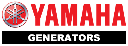 The trademarked logo for Yamaha depicts the brand name in bold red and a logo graphic with three intertwined tuning forks.