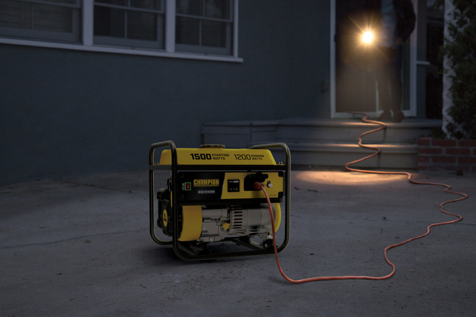 Backup generator in use during a power outage